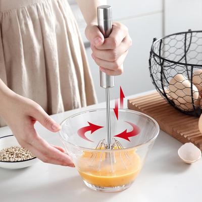 304 Stainless Steel Egg Whisk Semi Automatic Egg Beater Manual Hand Mixer Self