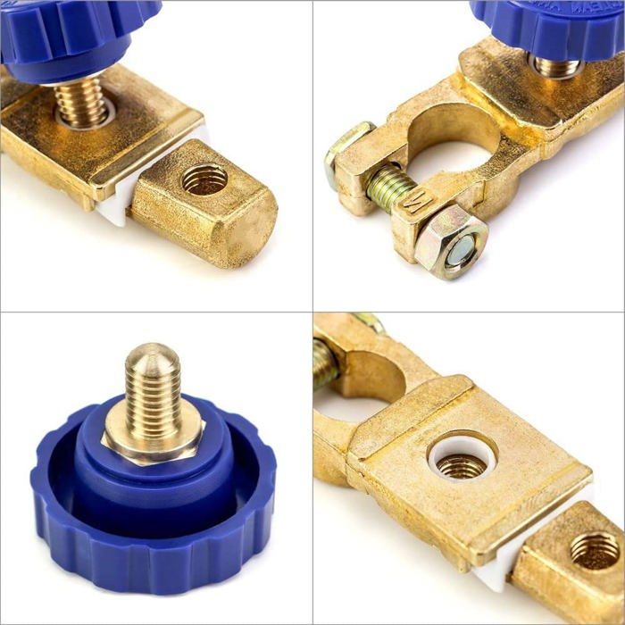 Coupe-circuit batterie - AIMOONSA - Modèle universel - 12V/24V - Pôle négatif 16-17 mm - Cuivre pur bleu