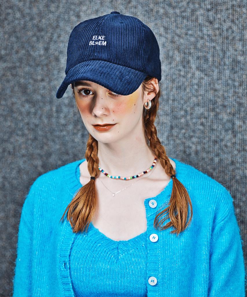Elkebeullum Logo Corduroy Navy Ball Cap