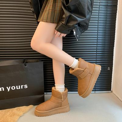 Fashion 2024 Brand Shoes for Women Ankle Women's Boots Fashion Round Toe Daily Boots Women Winter Short Plush Solid Snow Boots Zapatos