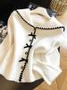 Autumn 2026 Sweet Sailor Collar Knit Cardigan with Bow & Buttons – Fashionable, Versatile, Age-Reducing Sweater