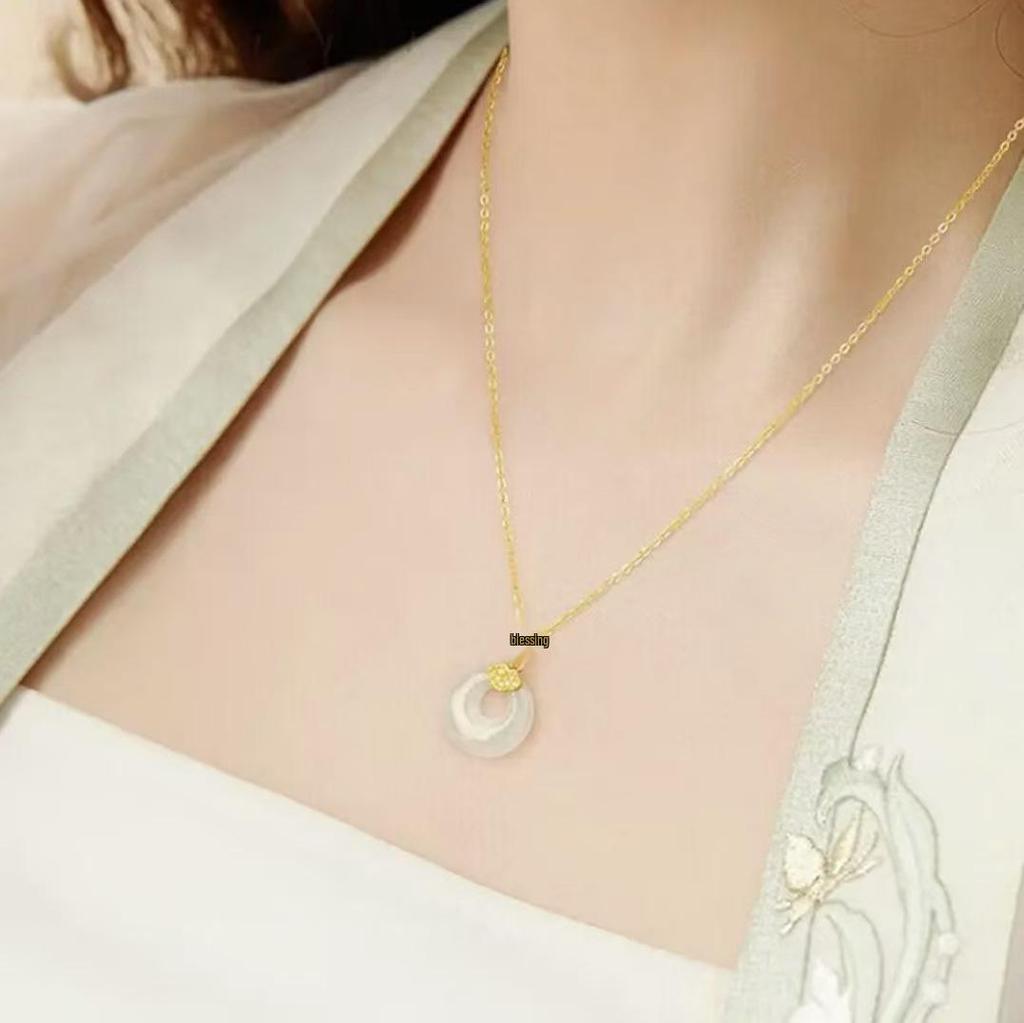 2024 Ruyi Ping An Kou Necklace: Hetian Jade Pendant - Chinese Style Gift for Girlfriend or Mother