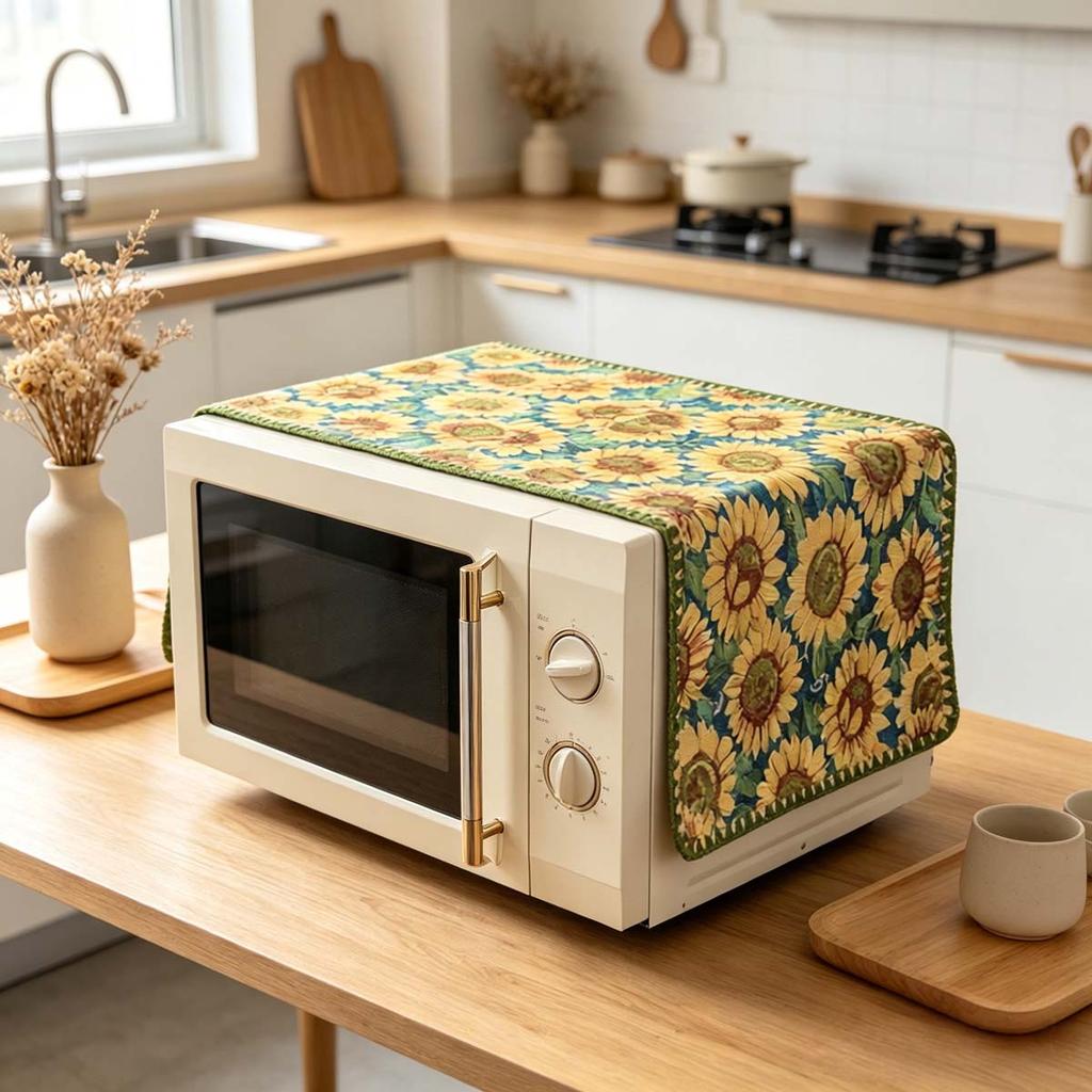 30x90cm Easy to Install Cotton Linen Microwave Dust Cover Anti Dust Cover