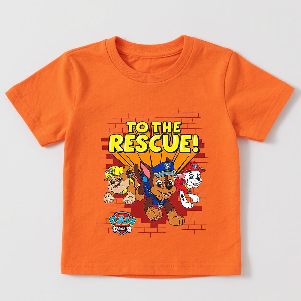 Kids Cotton T Shirt PAW Patrol To The Rescue Cartoon Print Casual Short Sleeve Tee Boys Girls Summer Tops Children Clothing