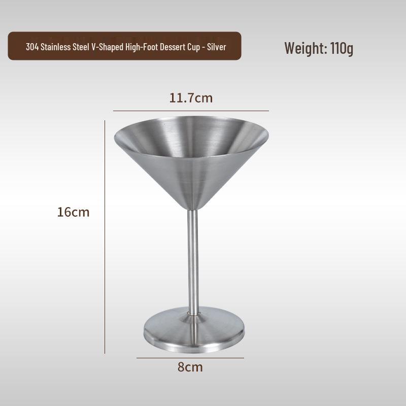 Creative Stainless Steel Champagne & Martini Glass - V-Shaped Dessert Cup