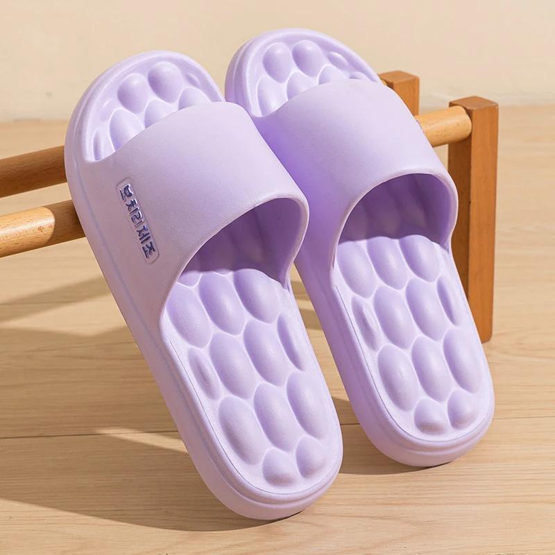 

Fashion Lightweight Soft Sole House Slippers Women Summer 2025 Indoor Non-Slip Cloud Slides Woman Comfort Flat Heels Couple Slippers 44-45 светло-фиолетовый