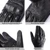 Harssidanzar Leather Motorcycle Gloves with Powersports Joint Protection Motorcycle Gloves Medium Men's Touchscreen, GM028JP, Black,
