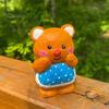 Hand Carved Basswood Bear Ornament Hand-Carved Ornament, Cute Apron Wood Decorative Figurine, Handcrafted Figure Statue for Desktop Shelf And