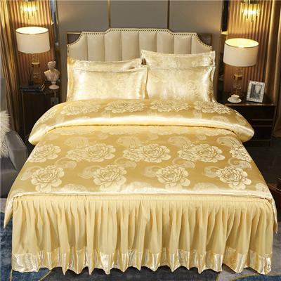 European Satin Jacquard Bed Skirt Style Four-piece Set Bedding Double Quilt Cover Pillowcase