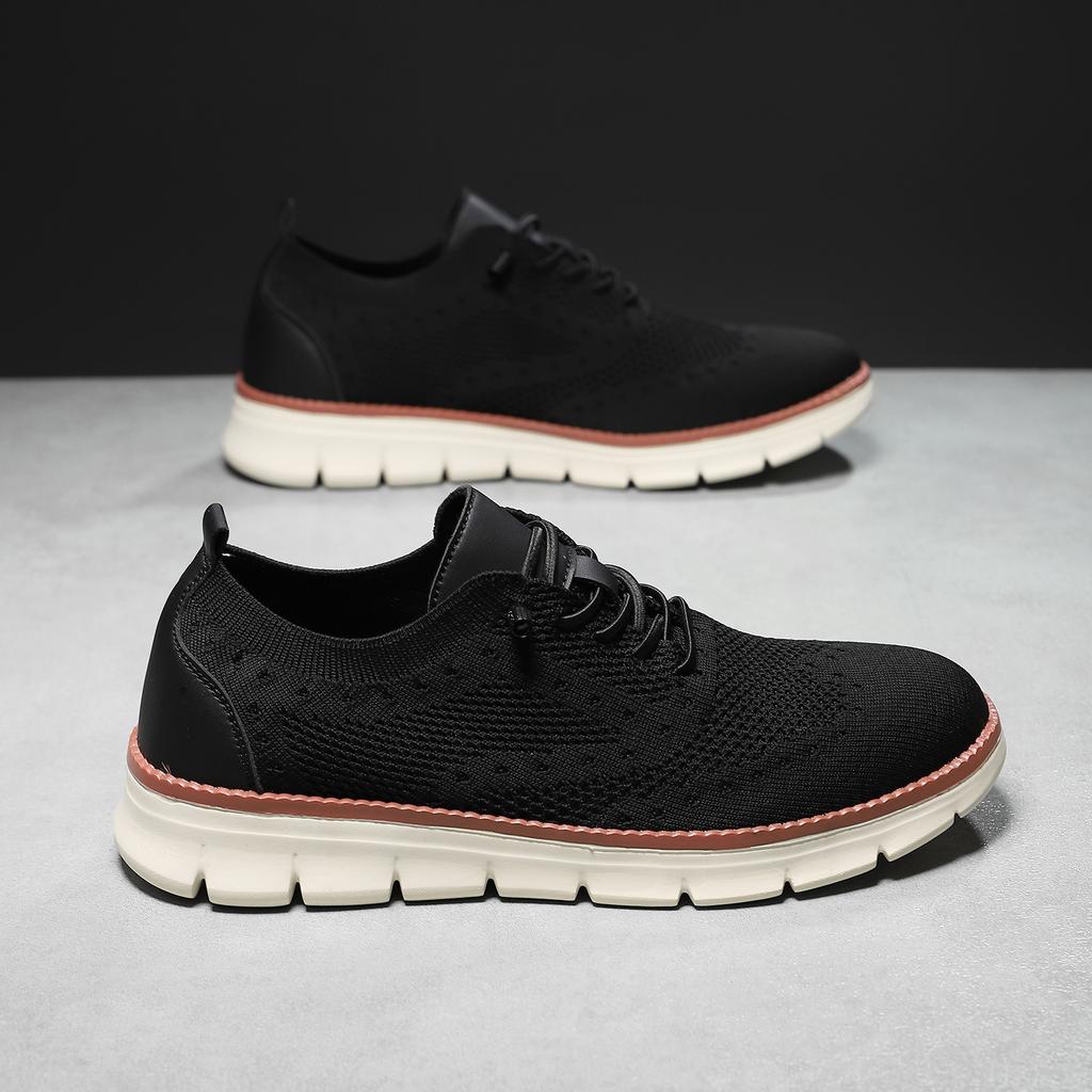 2025 British style men's shoes summer breathable sports shoes fly-woven mesh shoes men's large size 48 size running trendy shoes