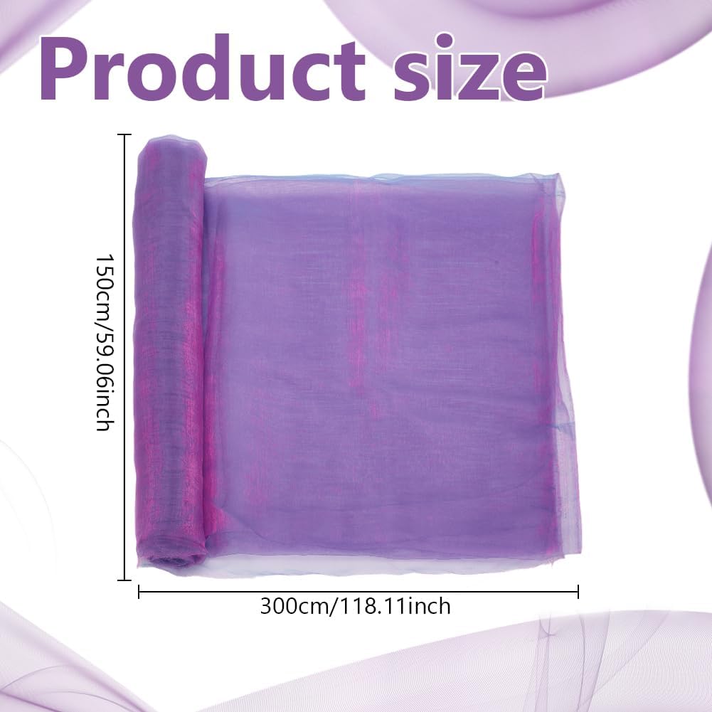 

3.28 Yards Two Tone Lightweight Sheer Organza Fabric 59.05 inch Pruple Voile Fabric Iridescen Holographic Gauze Fabric Lace Oganza Tulle Fabric