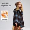 ASK JUNIOR Girls' Preppy Hooded Plaid Woolen Coat