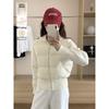 Korean Style Women's Knitted Patchwork Down Vest - Petite Short 90% White Duck Down Outerwear for 2025 Autumn/Winter