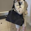 Fashionable Nylon Rivet Underarm Tote Bag Women's Large Capacity Shoulder Commuter Bag Autumn Trend Pure Color Bags Handbag KTB