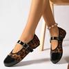 Smile Circle Samt Mary Jane Ballerinas Damen Schuhe Leopardenmuster Bequem Weich Runde Zehenpartie Flache Schuhe für Damen