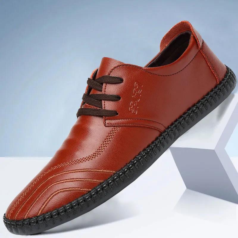 Soft Leather Men's Summer Soft Sole Middle and Young Casual Leather Shoes