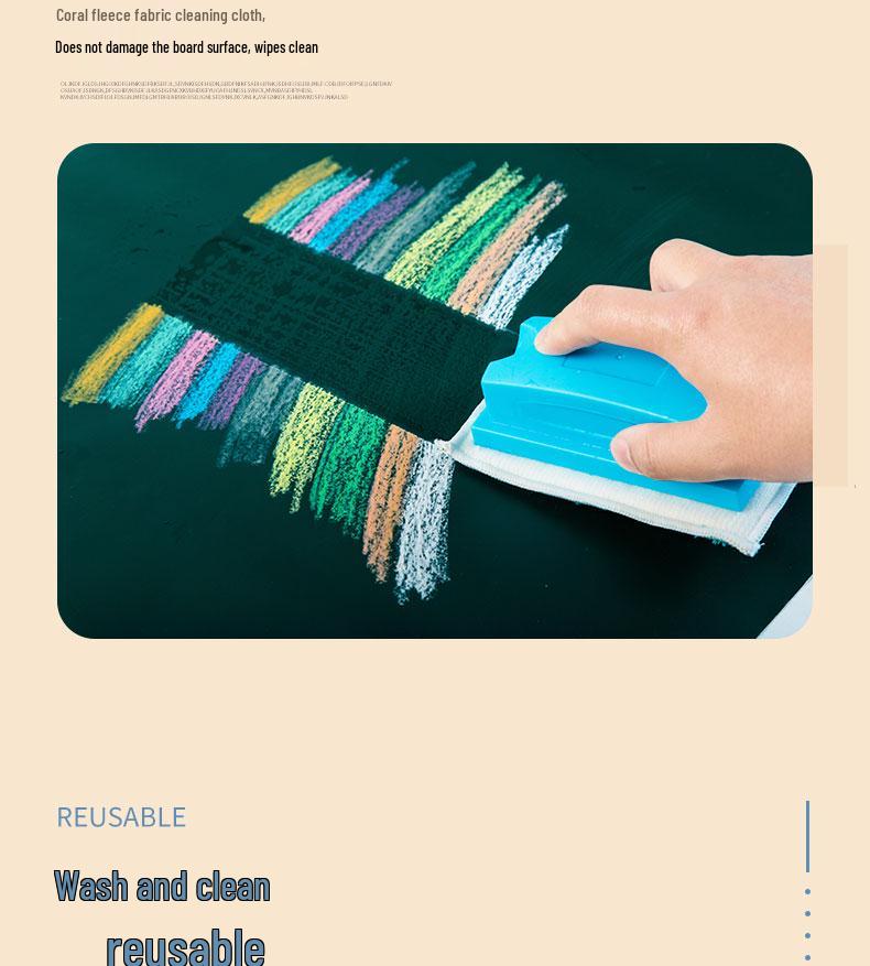 Water-Soluble Dustless Chalk & Board Eraser – Black for Whiteboards, Blackboards, and Drawing Boards.