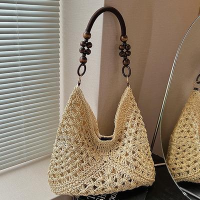 Große gewebte Tasche Damen neue Sommer Strandurlaub Strohtasche Pendler Mode Schulter Tragetasche