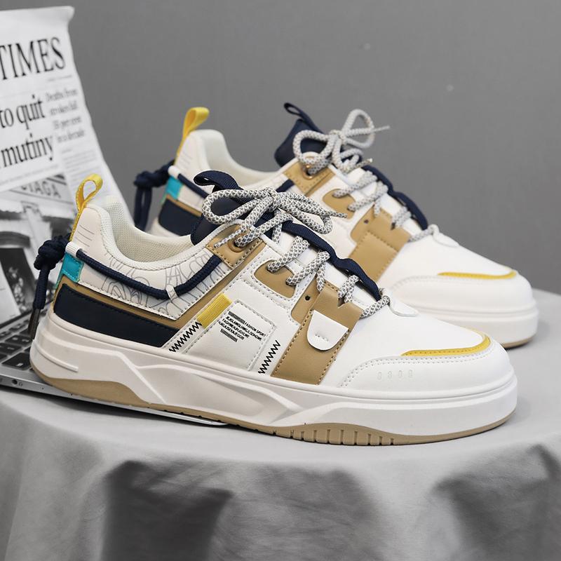 Fashion Men's Leather Sneakers Casual Shoes For Men Low-top Mixed Color Simple New Young Fashion Waterproof Hard-wearing Designed Shoe