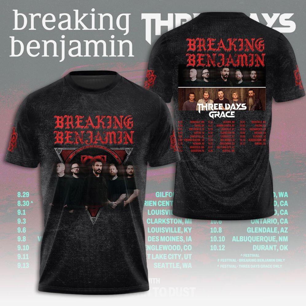 Breaking Benjamin Three Days Grace Tour 2026 3D T-Shirt L
