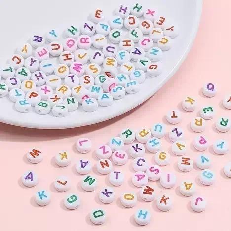 Acrylic A-Z 26 Letter Round Beads Colorful Alphabet Loose Spacer Beads For Jewelry Making Diy Bracelet Necklace Accessories
