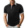 Men's Short Sleeve Polo Shirt with Lapel and Ribbed Cuffs - Casual Button-Down Fashion Top