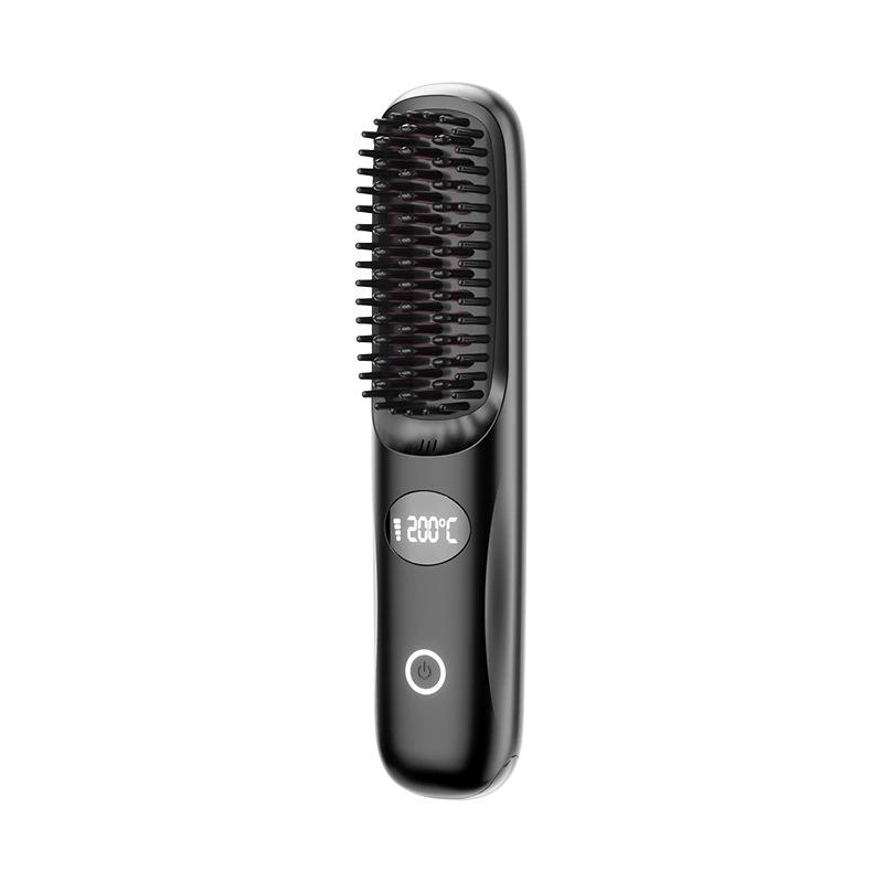 

Cepillo alisador inalámbrico portátil, peine térmico recargable para alisar y rizar el cabello