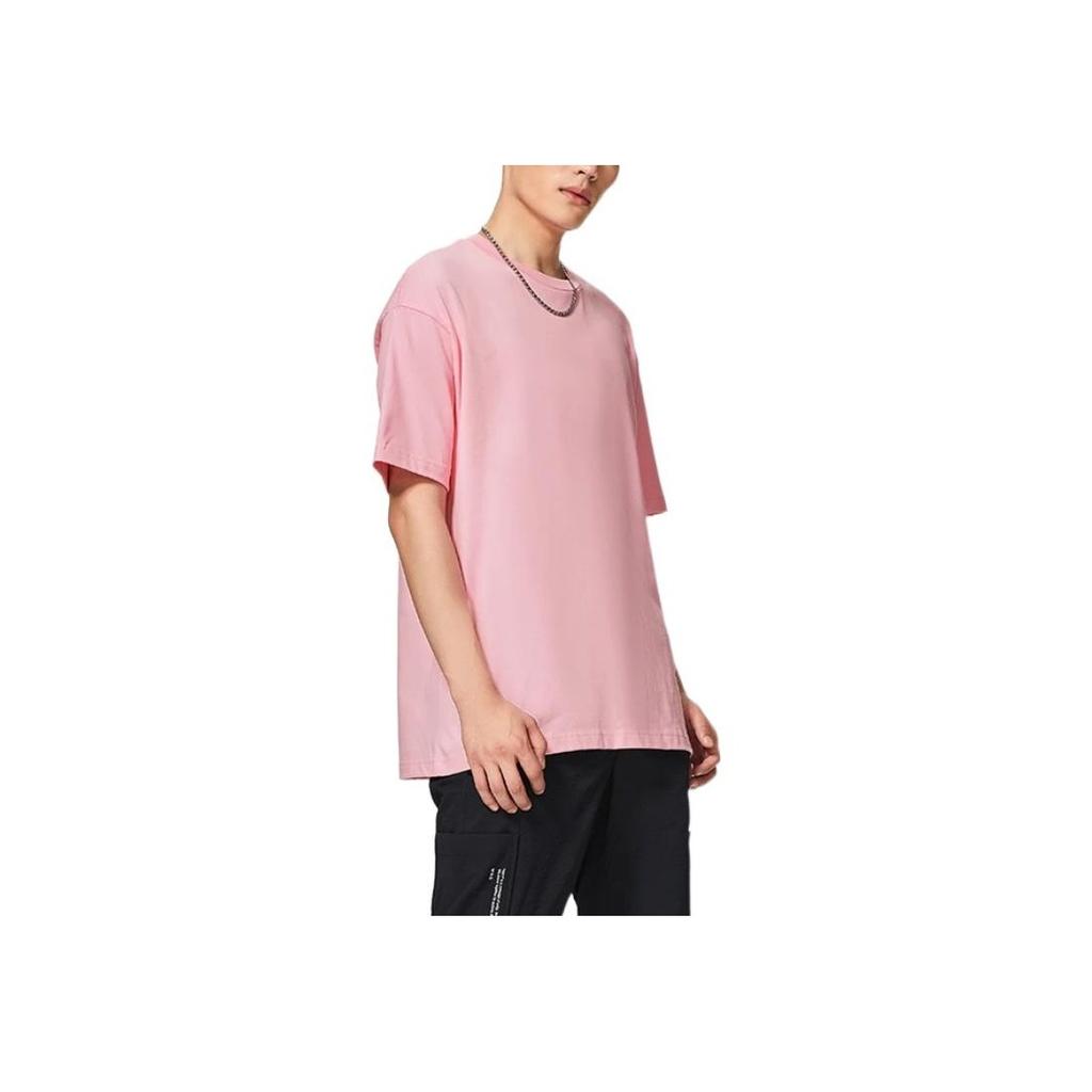 Li-Ning X Glare Artist Collaboration Wade Series SS22 Abstract Back Print Loose Crew Neck T-Shirt Unisex Tops Pink AHSS649-3