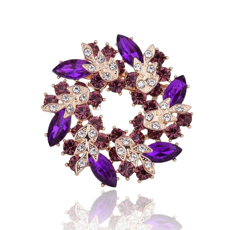 Broches à fleurs en cristal pour femmes, bijoux en strass, broche en tissu pour fête de mariage