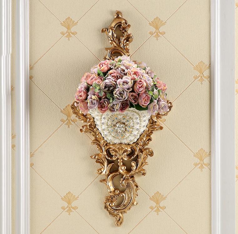 Luksusowe wiszące na ścianę wazony z żywicy z diamentami, doniczki na sztuczne kwiaty, rękodzieło, dekoracje na ścianę tła telewizora w salonie