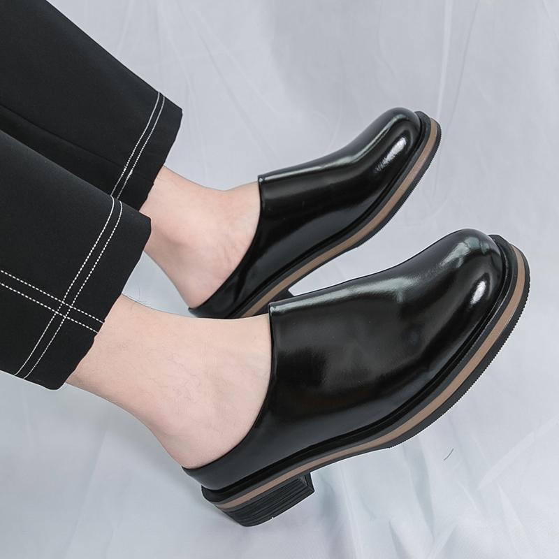 Leather Slippers for Men Slip in Style Casual Dress Shoes Lazy High-end Cleanfit Mules Summer Breathable Outdoor Commuting