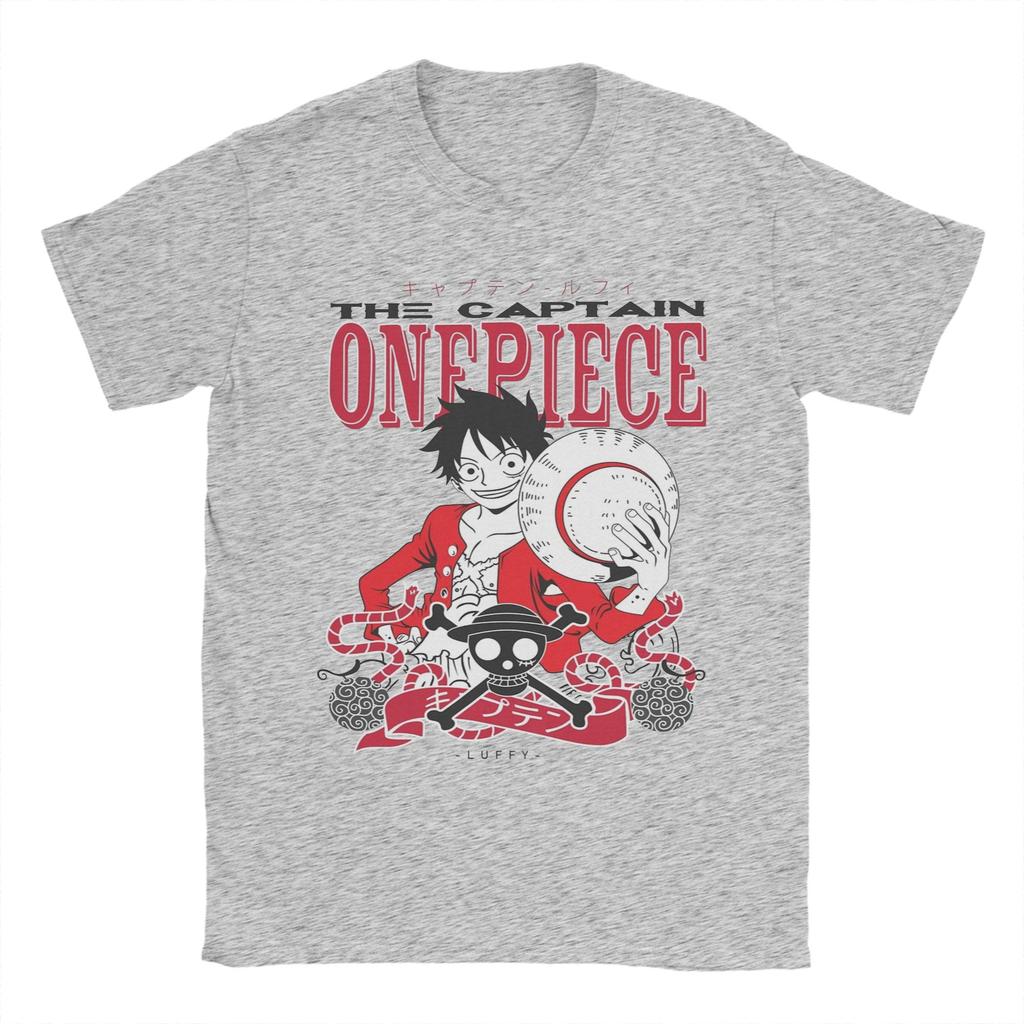 Unique Monkey D Luffy TShirts for Men Crewneck Cotton T Shirts Ones Pieces Short Sleeve Tee Shirt Adult Clothing