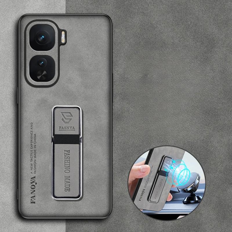 

Чехол из овчины для телефона IQOO NEO 10 Pro Neo10 9s Pro Plus, тонкая матовая подставка-держатель, задняя крышка для Iqoo Neo 10pro Neo9, магнитный чехол-подставка IQOO NEO 9s proplus серый