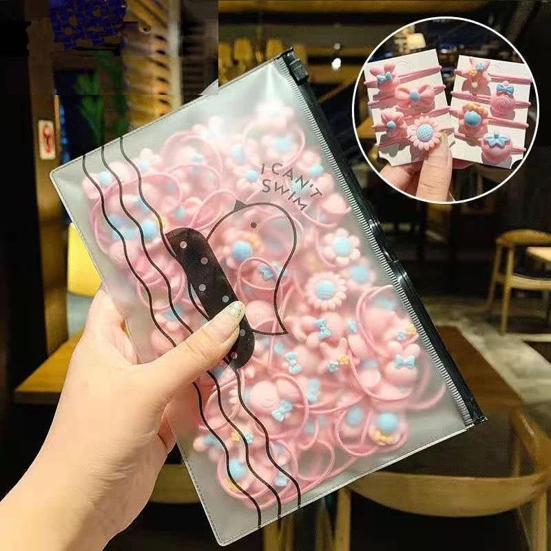 40pcs Cute Girl Tie Hair Rope Fruit Cartoon Children's Head Rope Female Baby Hair Circles Don't Hurt Hair, Hair Accessories.
