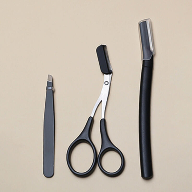 Kit de aparar sobrancelhas, aparo de sobrancelhas para autogerenciamento, faca de aparar sobrancelhas, conjunto de 3 peças