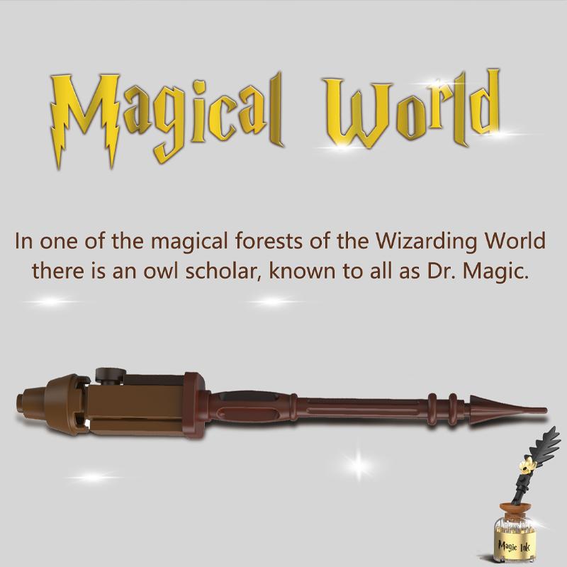 Magische Welt Eule Doktor Zauberbuch und Lichter Bausteine Steine Tiermodelle Jungen Bauspielzeug Kinder Weihnachtsgeschenke