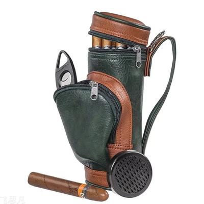 Multi-functional Cigar Travel Case PU Leather Storage Humidor for 8 Cigars and Accessories Golf Bag Cool Gadget for Men's Gift