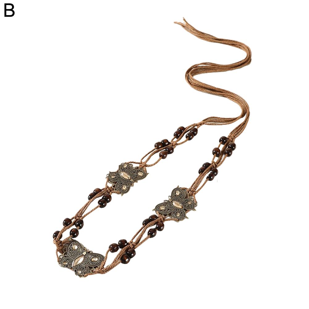 Vintage Boho Braid Belt for Women Girls Bohemian Woven Waist Belts Waistband Wax Rope Jeans Skirt Dress Decorative Tassel Belts