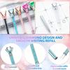 5Pcs random luxury diamond ballpoint pens, 1.0mm black ink, office & wedding school gift pens