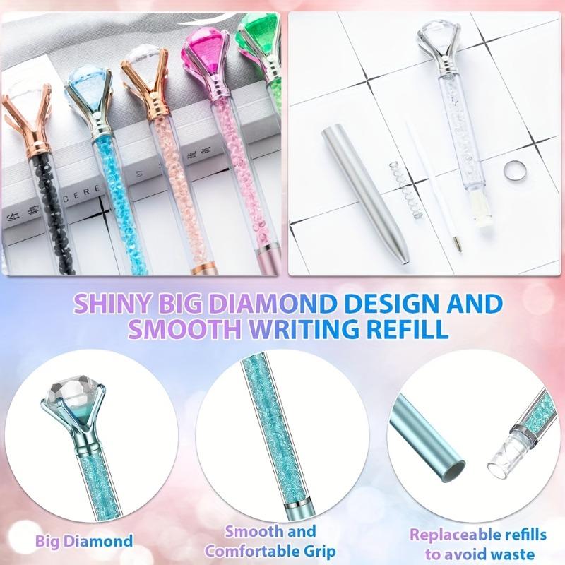 5Pcs random luxury diamond ballpoint pens, 1.0mm black ink, office & wedding school gift pens
