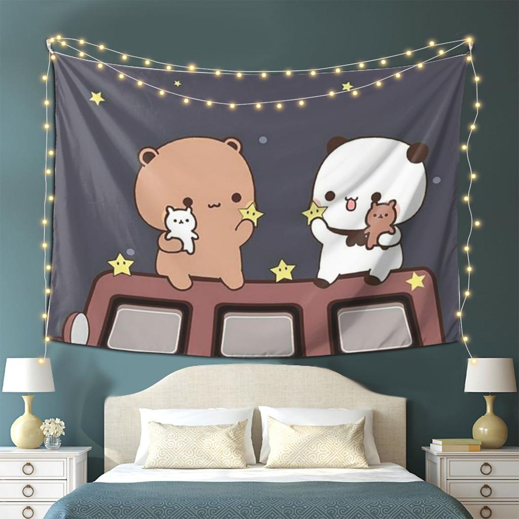 Peach And Goma Bubu Dudu Balloon Tapestry Wall Hanging Aesthetic Home Decor Tapestries for Living Room Bedroom