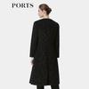PORTS Women's Black Long Sleeve Wool Blend Coat