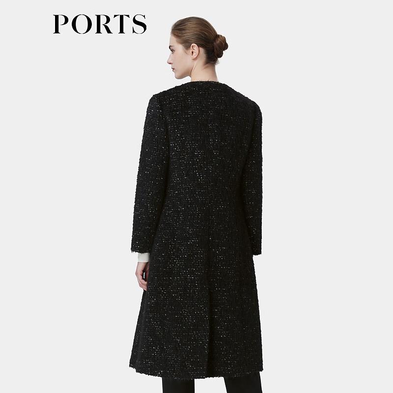 PORTS Women's Black Long Sleeve Wool Blend Coat