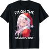 Christmas Naughty List Cute Anime Girl Santa Hat Anime Otaku T-Shirt