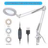 LED Magnifying Lamp Metal Swing Arm Magnifier Lamp - Stepless Dimming 3 Color Modes 5X Magnification Adjustable