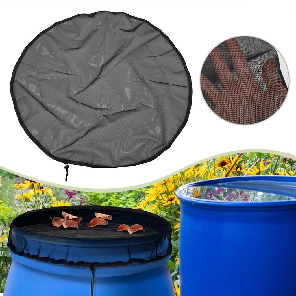 Rain Barrel Mesh Cover Screen Breathable Accessories with Drawstring Prevent Fallen Leaves for