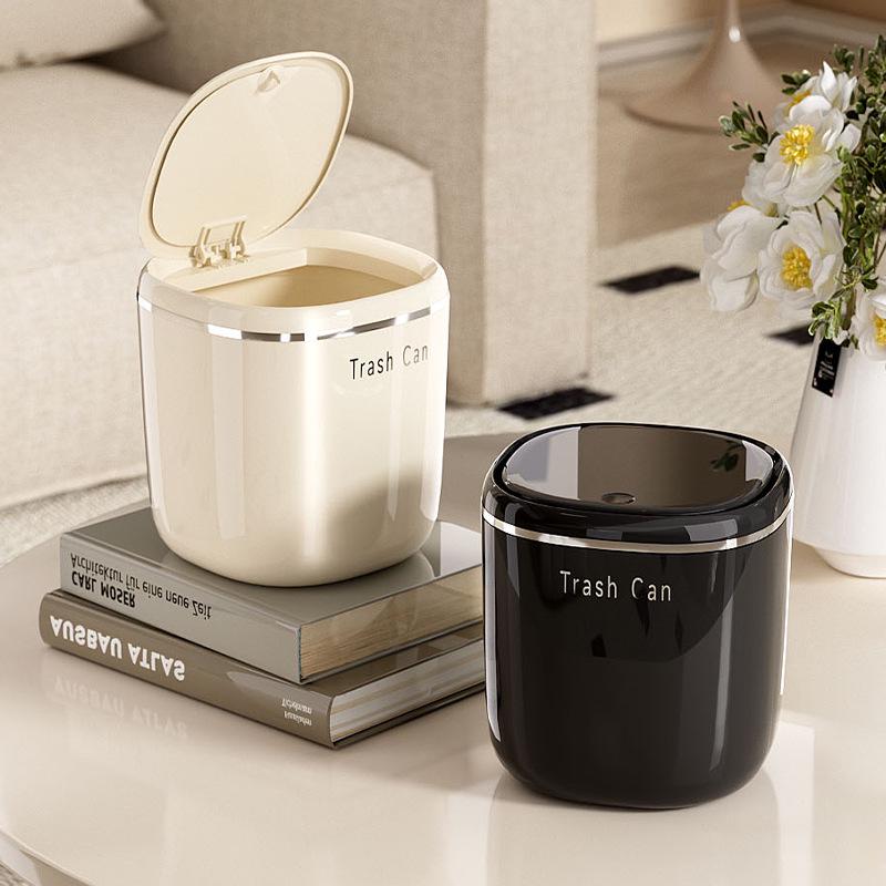 Mini Cute Desktop Wastebasket with Lid - Light Luxury Press-Type for Bedside or Living Room