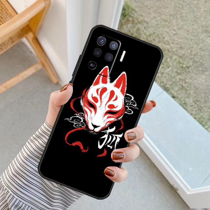 Japanese Style Anime Fox Case For Oppo A94 A74 A54 A80 A60 A40 A18 A38 A58 A78 A98 A96 A76 A16 A15 A17 A57 A77 A5 Pro