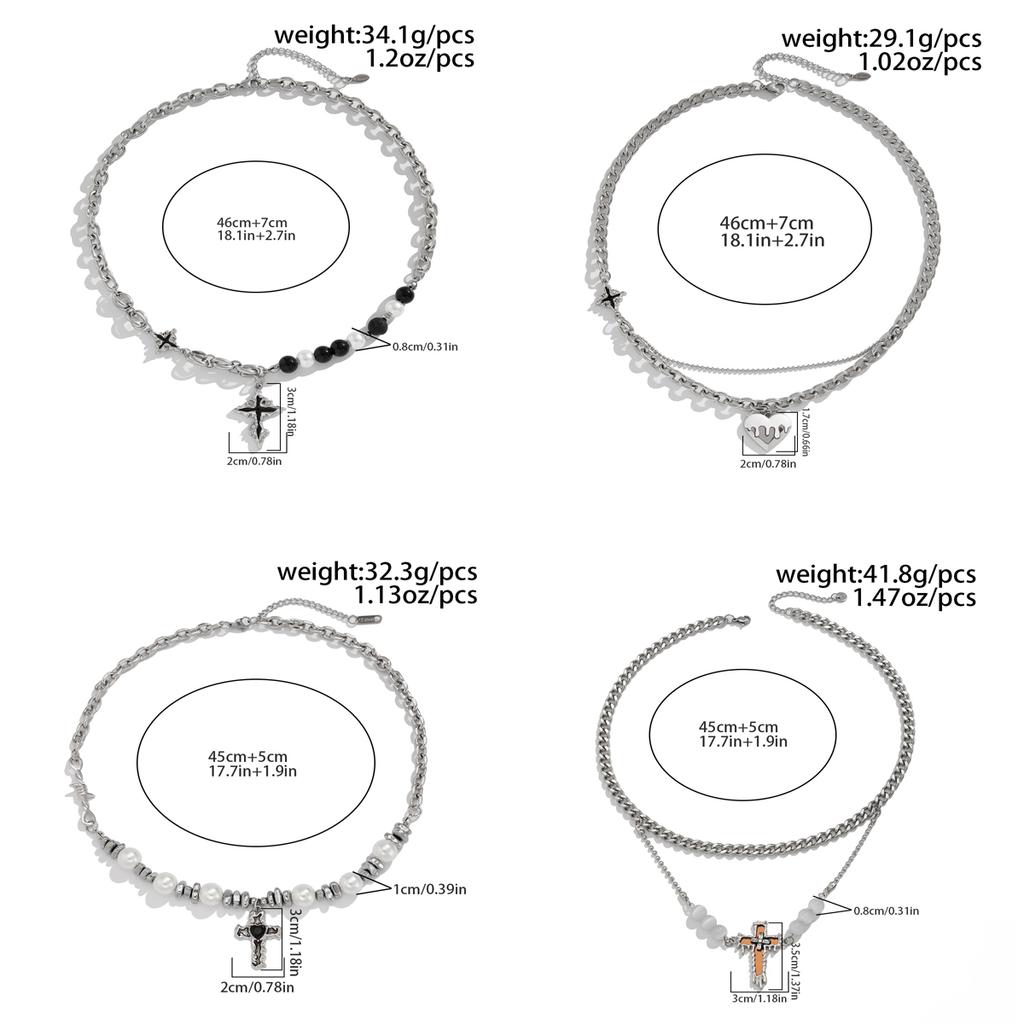 IngeSight.Z New Love Heart Pendant Necklace for Men Trendy Stainless Steel Cross Choker Necklace Male Punk Hip Hop Neck Jewelry