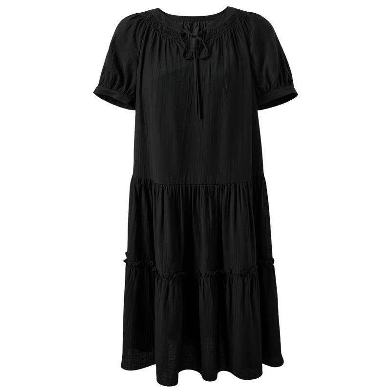 3COLOR Women s French Style V-Neck Tie-Waist Black Dress S классический черный